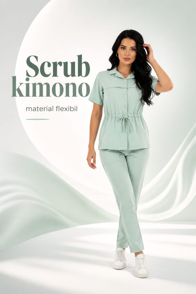 55f091cf-d433-4852-9f5a-50ab79bf30d9 Costum medical Scrub - Kimono - imagine 1